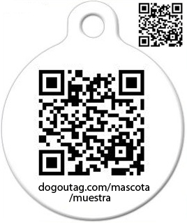 Placa de identificación con código QR con perfil de mascota en línea  editable gratuito, página de contacto de emergencia gratuita, etiqueta de